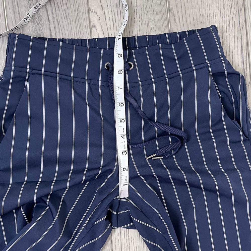 Athleta Blue Midtown Size 0 Stripe Ankle Pull On Athleisure Pants Trouser Office - Picture 10 of 16